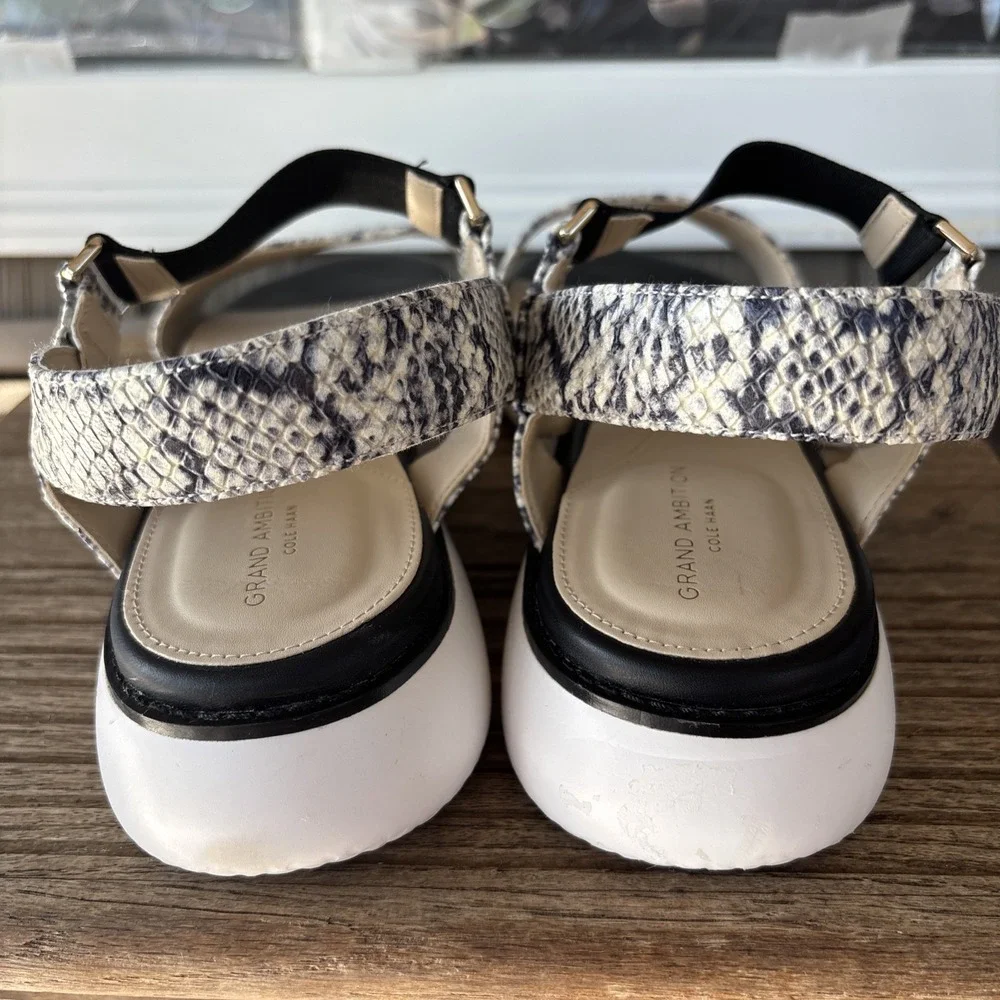 Cole Haan Sandals Women sz 9 B snakeskin Black Grand Ambition W21893